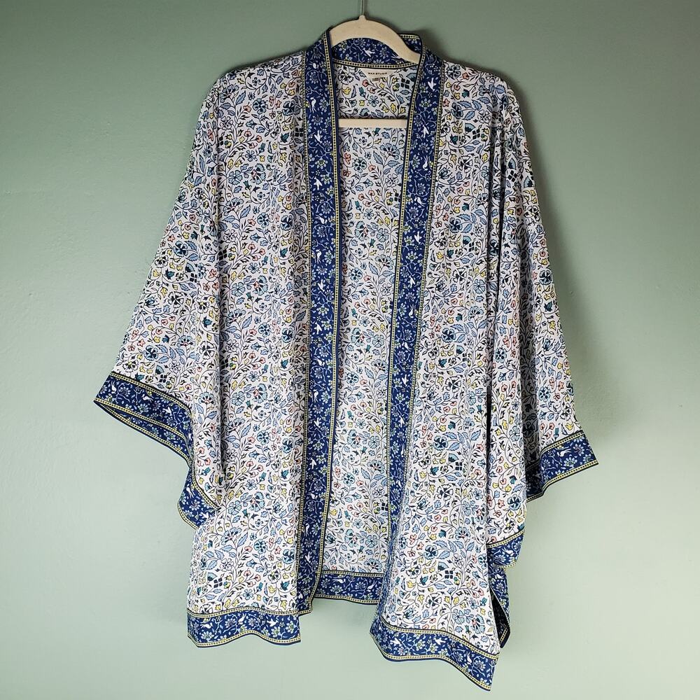 Max Studio Womens Multicolor Open Front Floral Kimono Cardigan Cover Up Size 2X